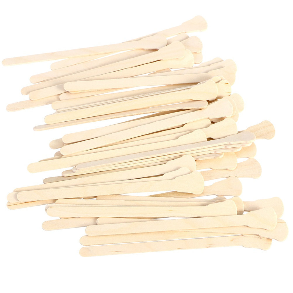 Hair Wax Stick - 500Pcs Wooden Waxing Spatulas Disposable Rounded