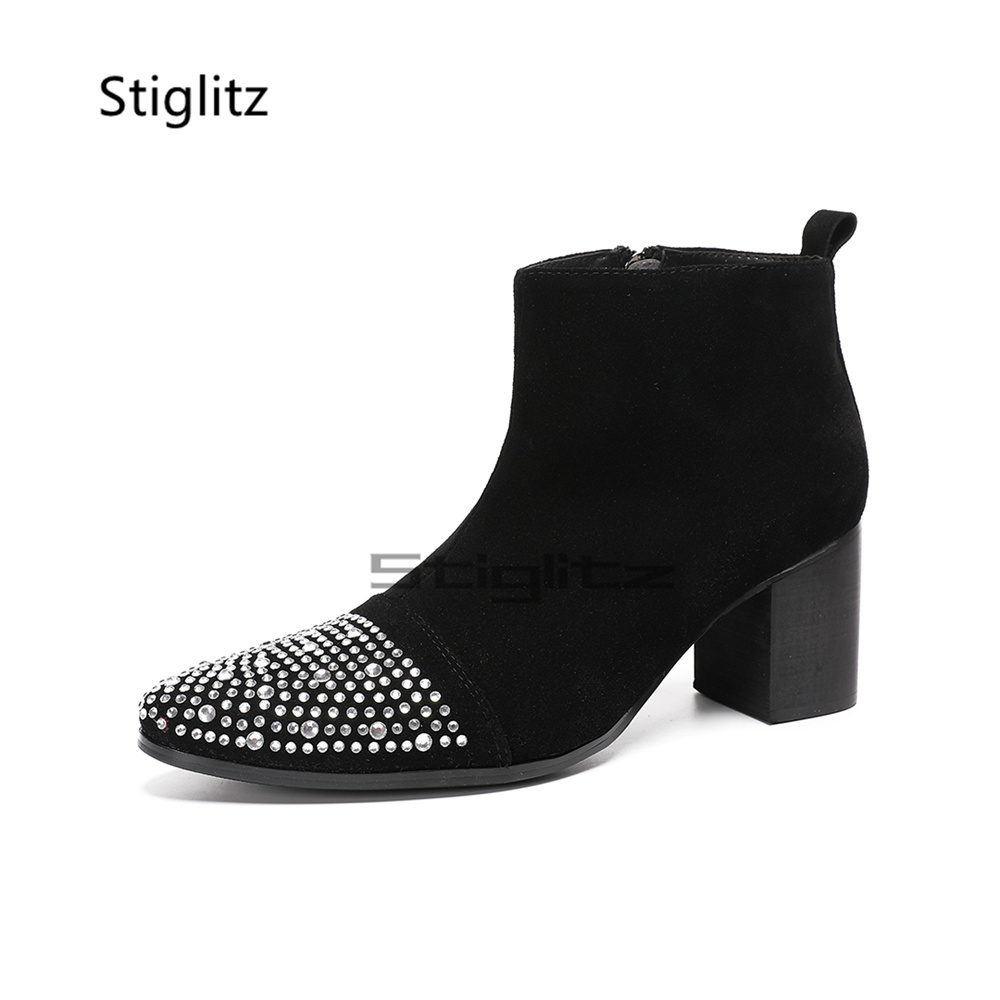 Men'S Grooming - Rhinestone Pointed Toe Chelsea Boots for