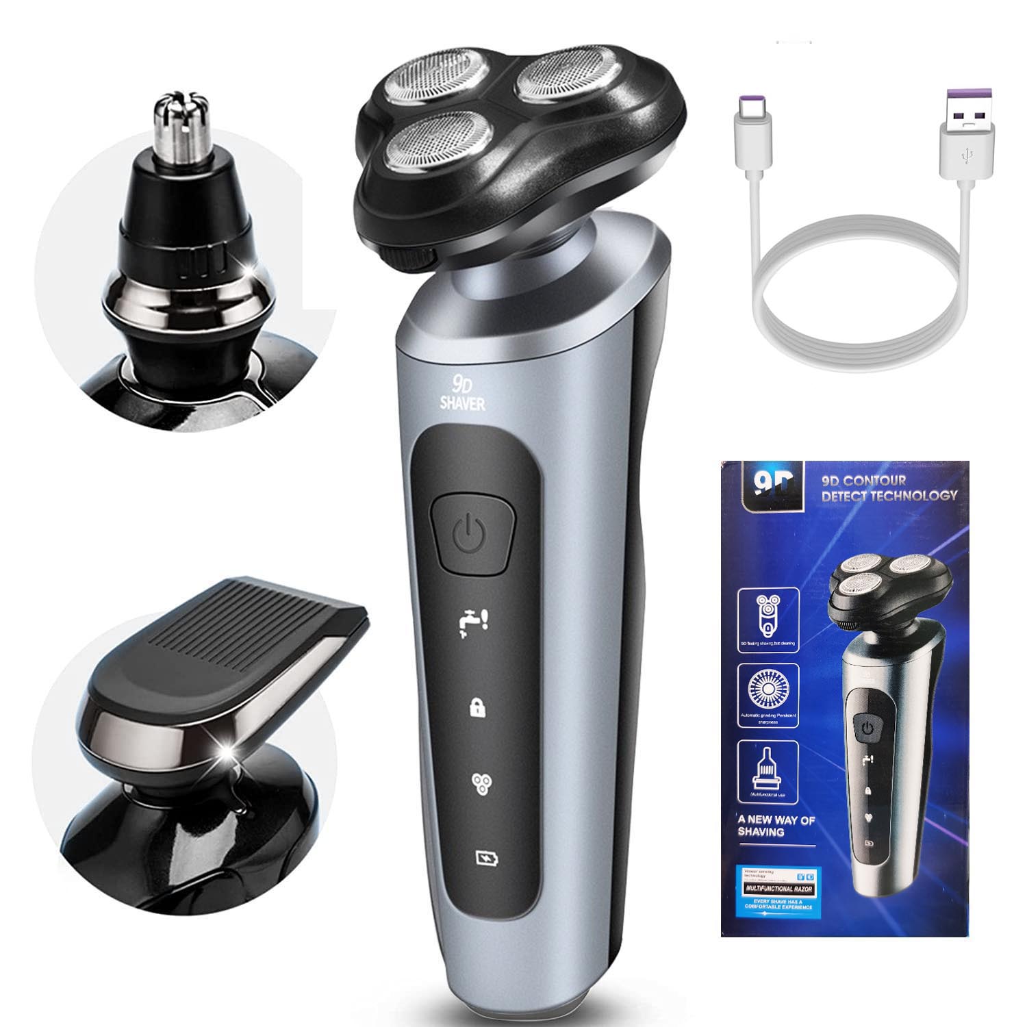 Mens Grooming Kit Bag - New Man Electric Razor USB Rechargeable
