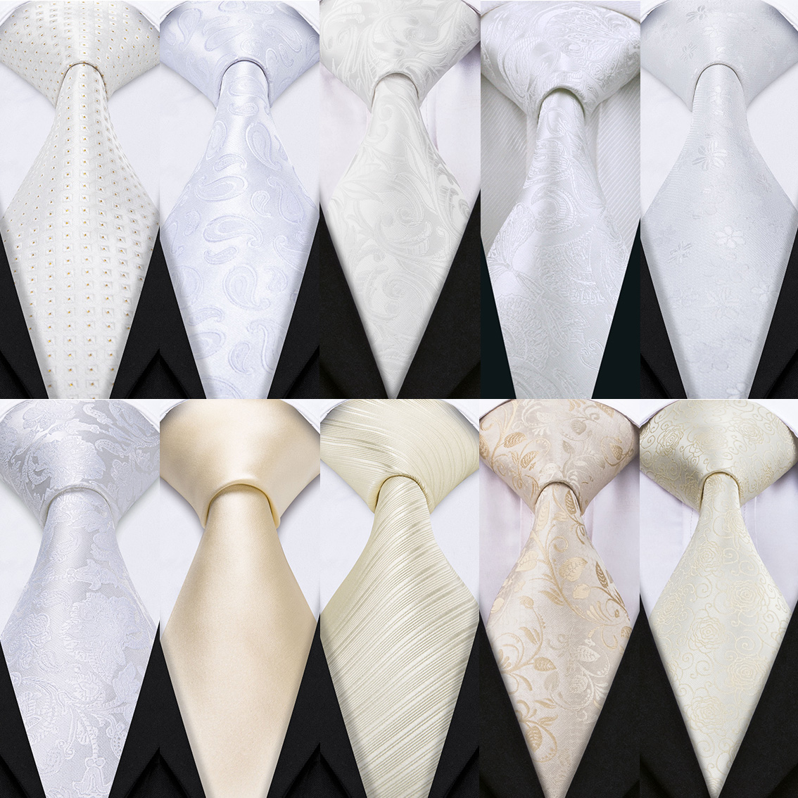 Men'S Grooming Gift Set - Fashion White Mens Wedding Tie Hanky