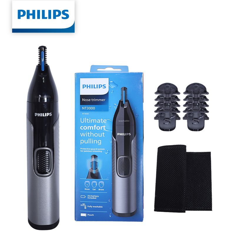 Mens Grooming Kit Bag - Philips Nose Hair Trimmer NT3650/16 for