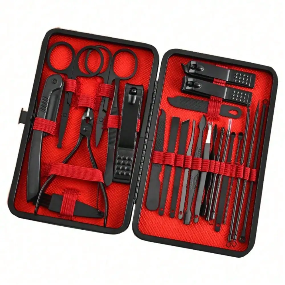 Mens Grooming Kit Bag - 8/24pcs Professional Manicure Set & Pedicure